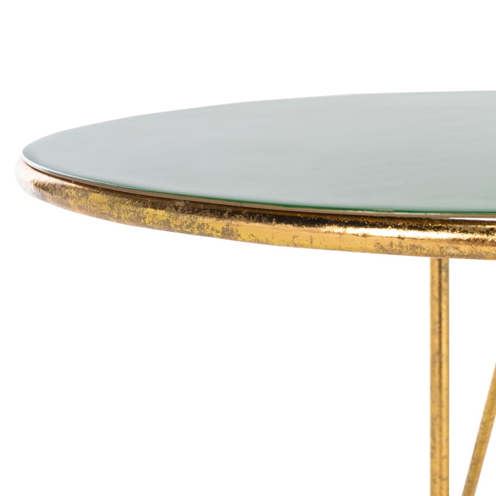 Sionne Round C Table, Hunter Green/Gold. Picture 4