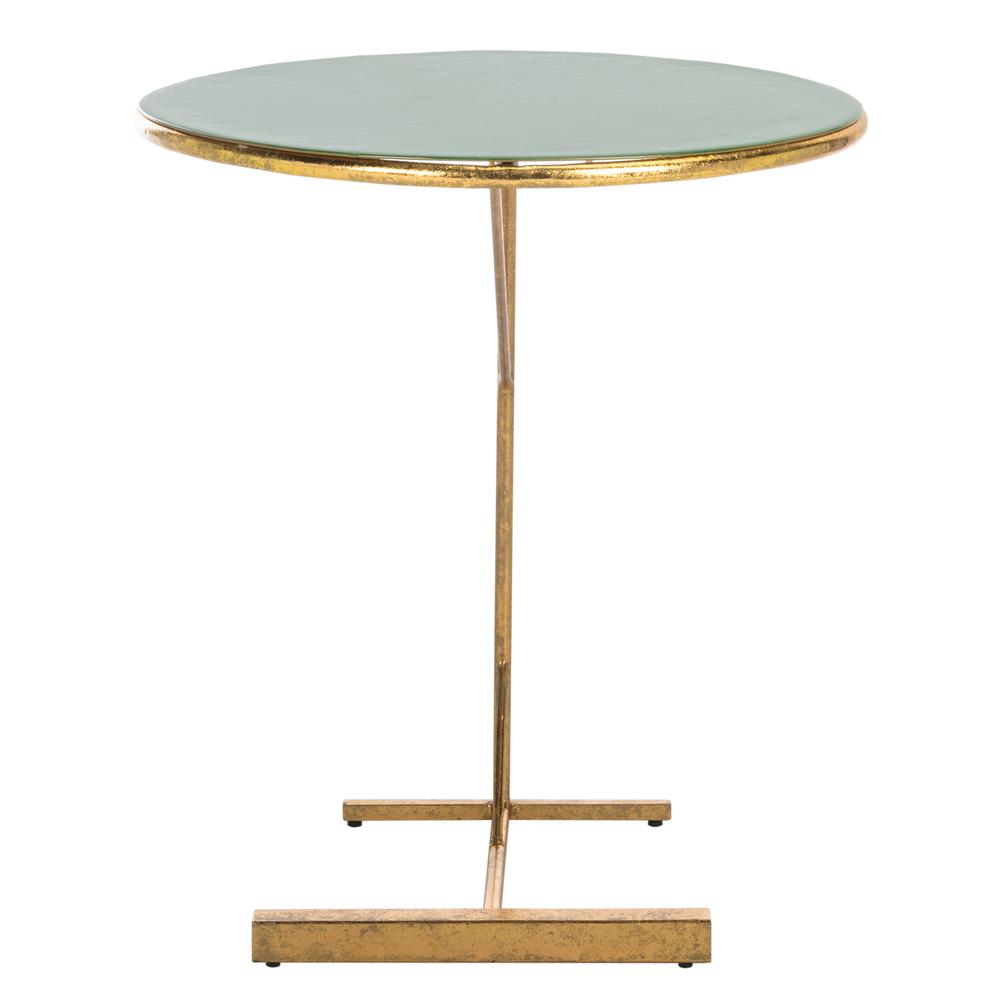 Sionne Round C Table, Hunter Green/Gold. Picture 1