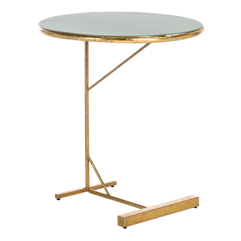 Sionne Round C Table, Hunter Green/Gold. Picture 8