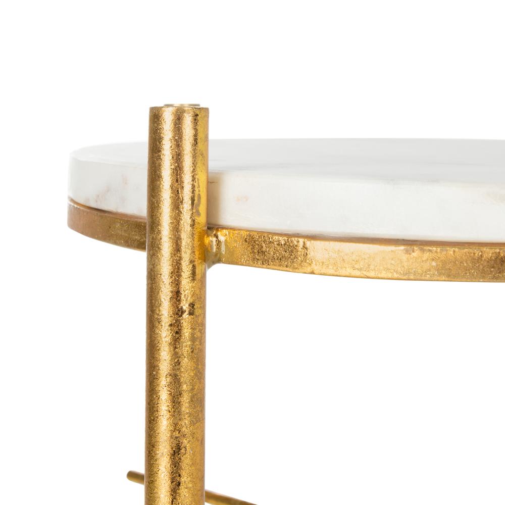 Jenesis Round Accent Table, White Marble/Gold. Picture 2