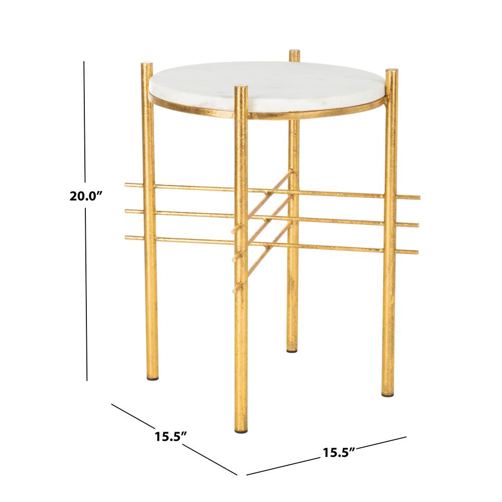 Jenesis Round Accent Table, White Marble/Gold. Picture 4
