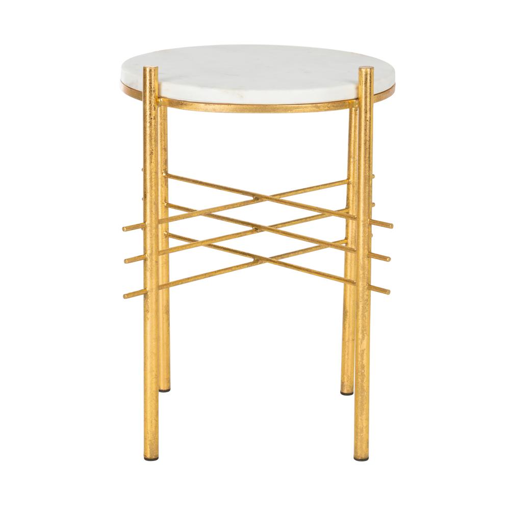Jenesis Round Accent Table, White Marble/Gold. Picture 1