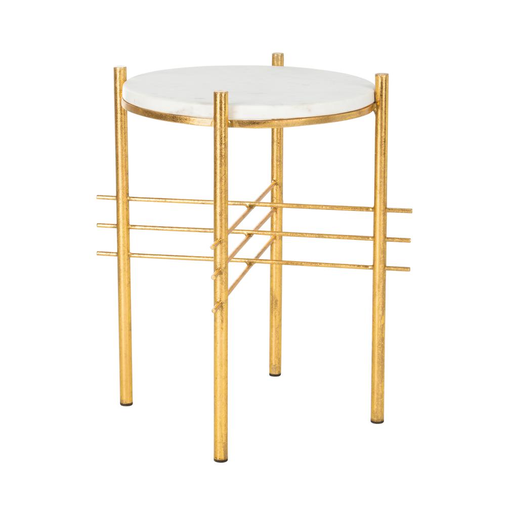 Jenesis Round Accent Table, White Marble/Gold. Picture 8