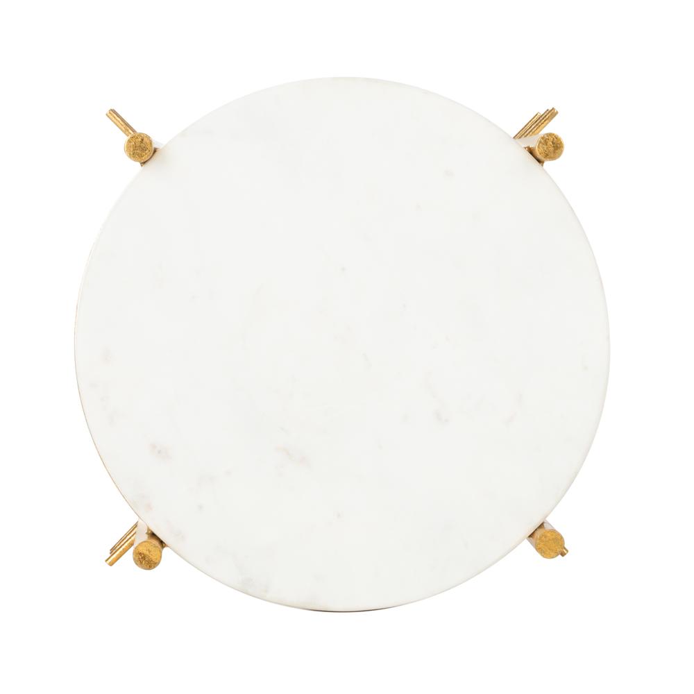 Jenesis Round Accent Table, White Marble/Gold. Picture 9