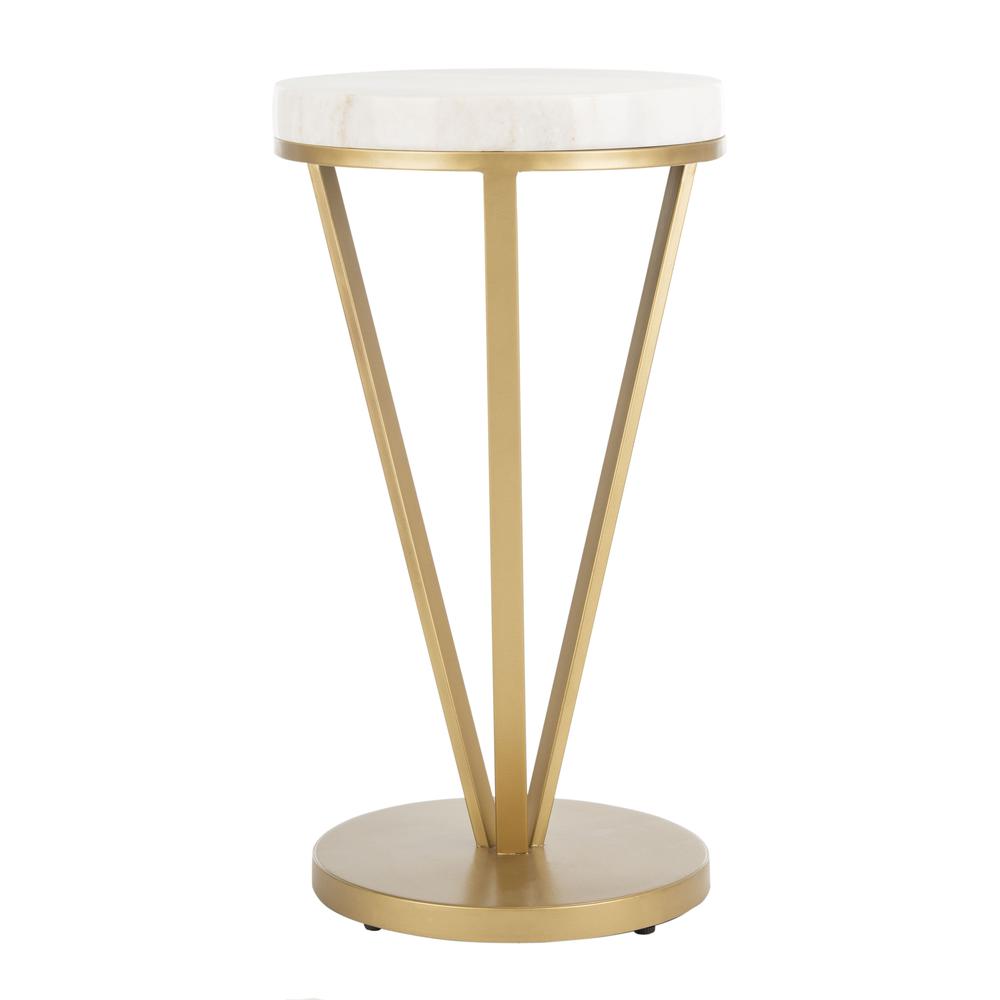 Theia Accent Table, White Marble/Gold. Picture 2