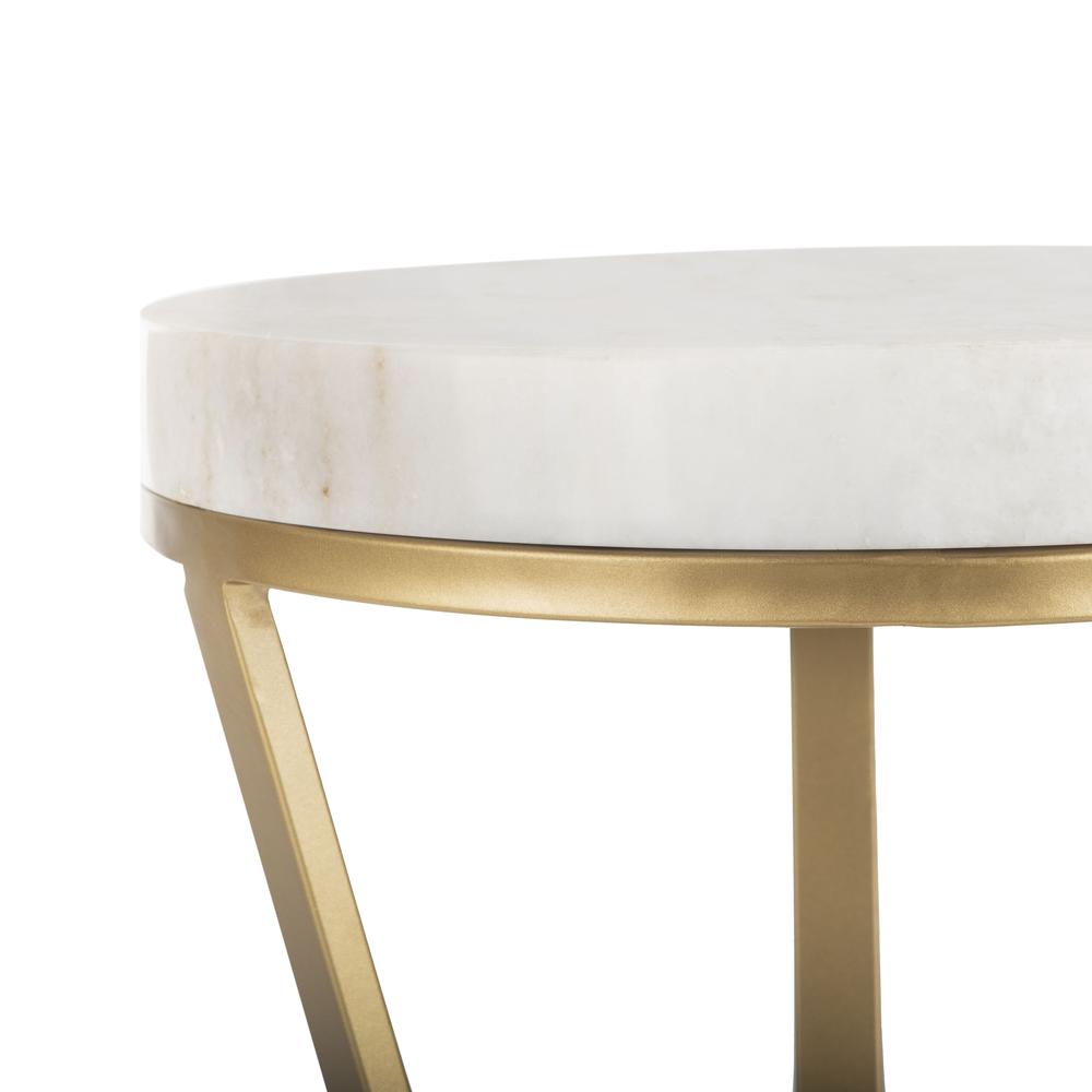 Theia Accent Table, White Marble/Gold. Picture 3
