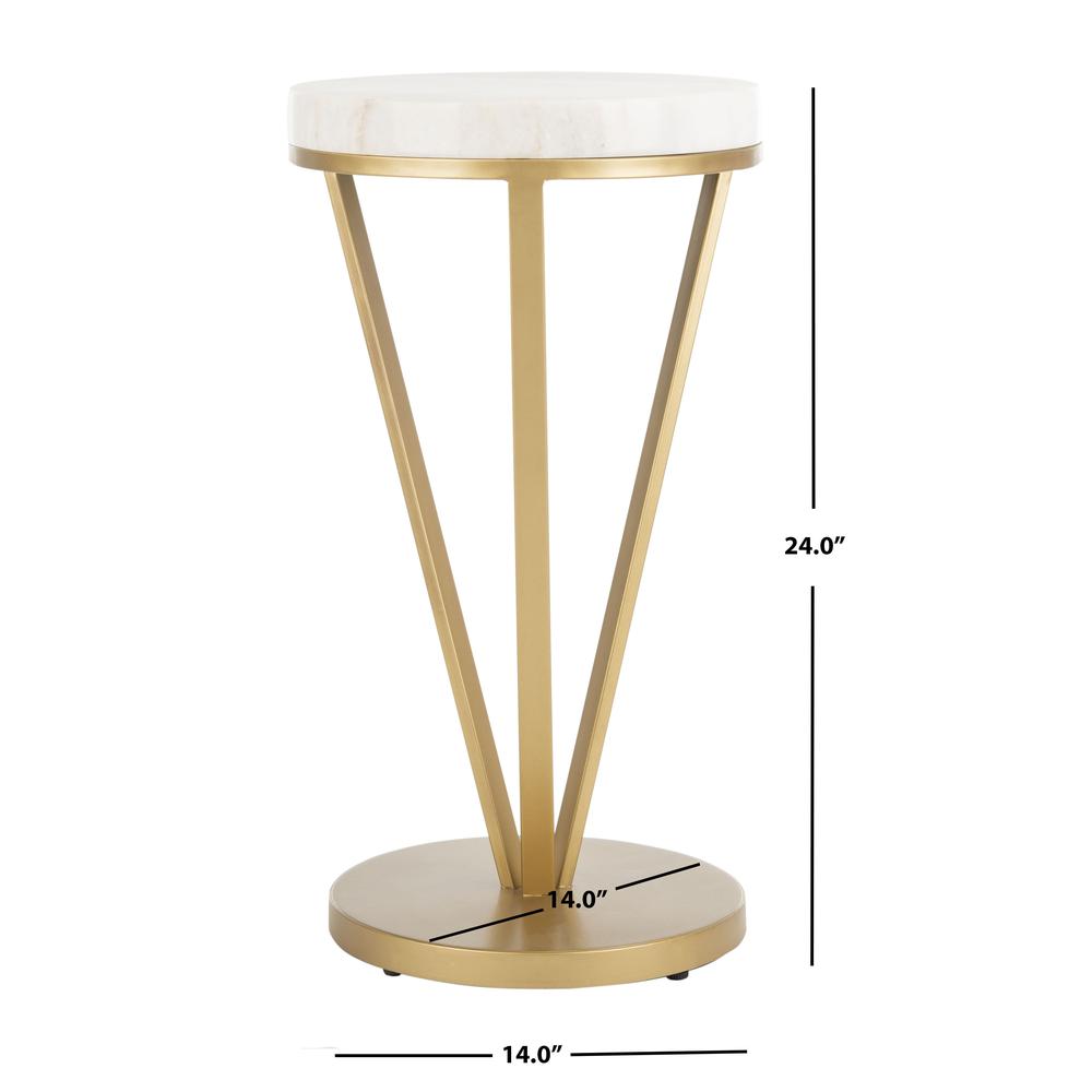 Theia Accent Table, White Marble/Gold. Picture 4