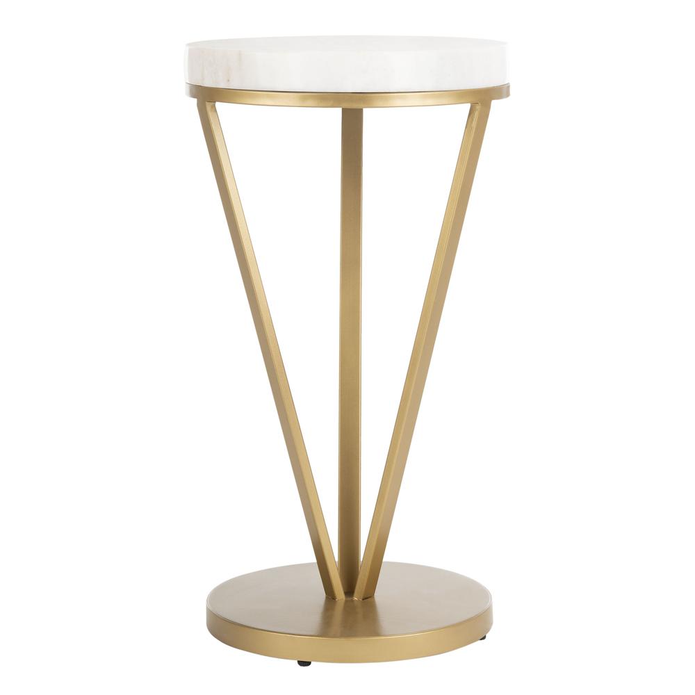 Theia Accent Table, White Marble/Gold. Picture 1