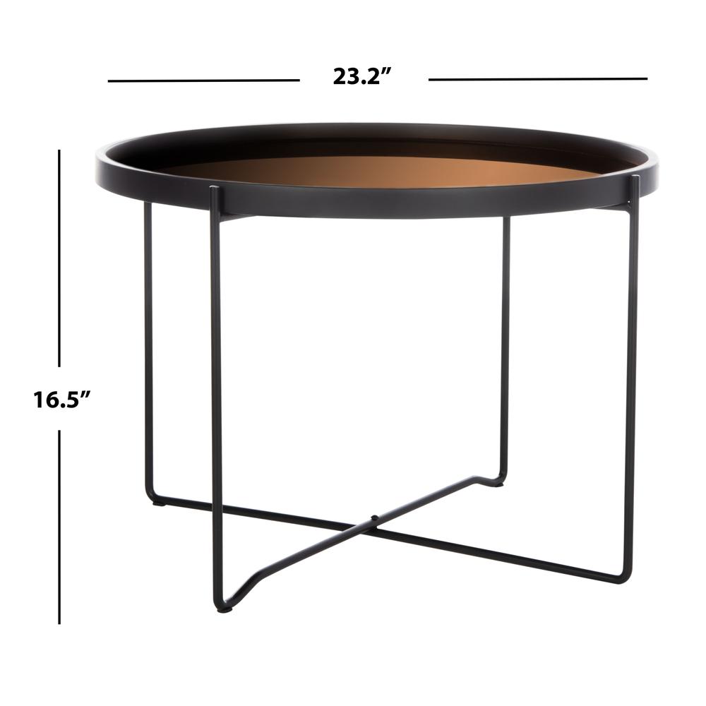 Ruby Medium Round Tray Top Accent Table, Black/Rose Gold. Picture 3