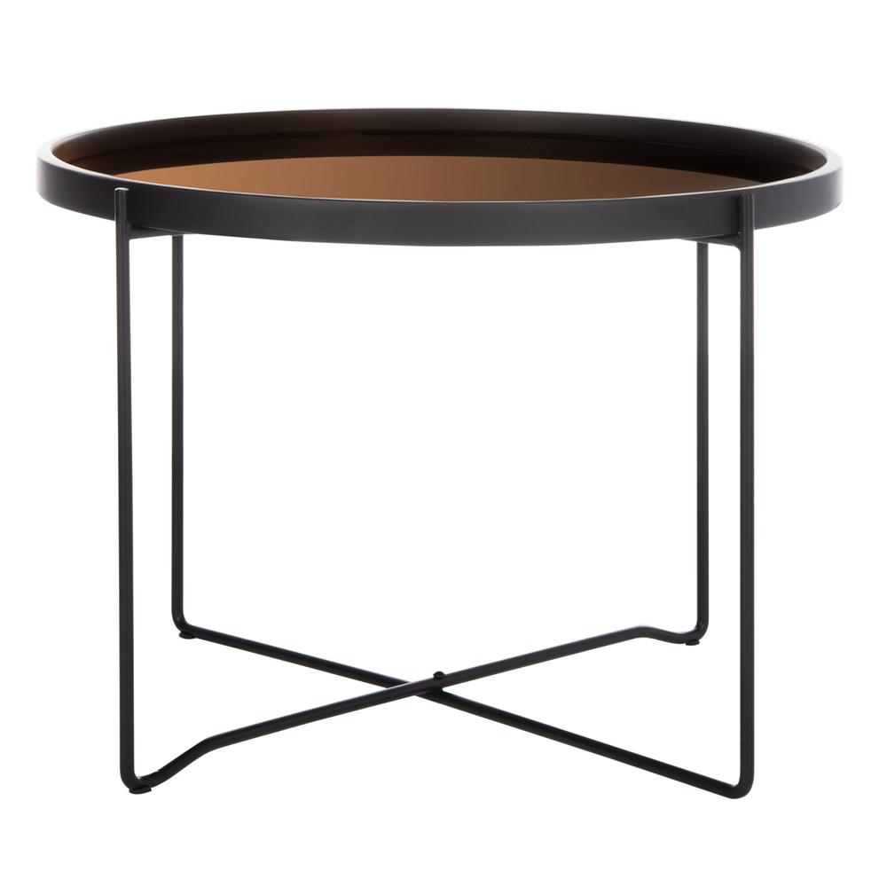Ruby Medium Round Tray Top Accent Table, Black/Rose Gold. Picture 1