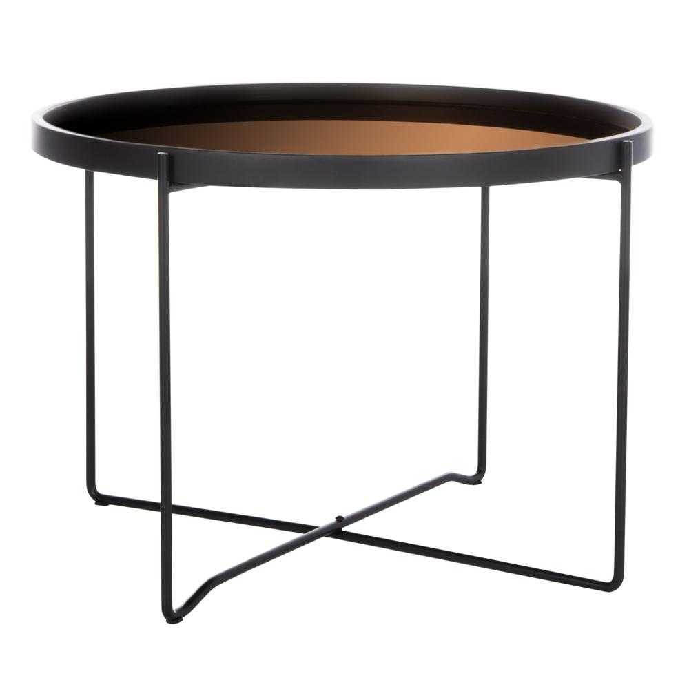Ruby Medium Round Tray Top Accent Table, Black/Rose Gold. Picture 6