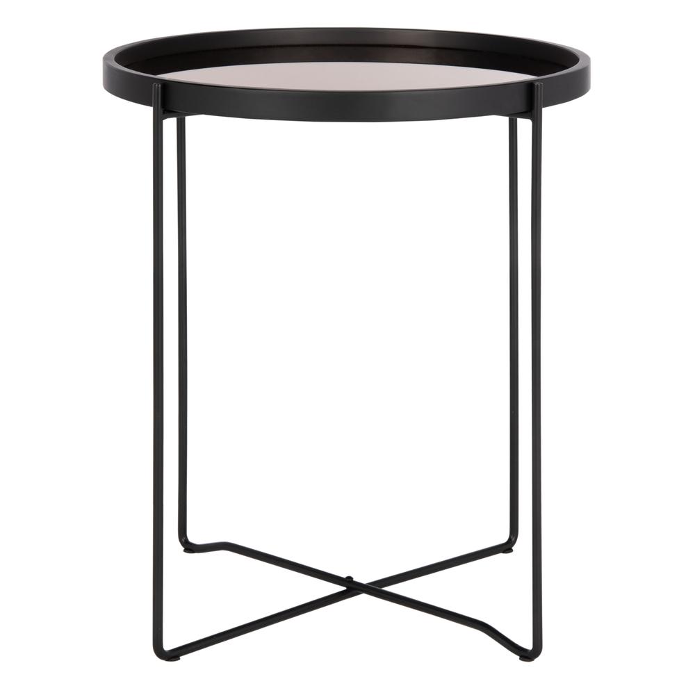 Ruby Small Round Tray Top Accent Table, Black/Rose Gold. Picture 1