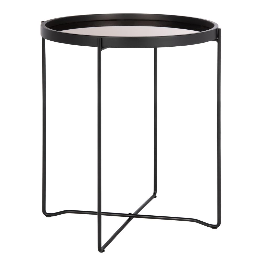 Ruby Small Round Tray Top Accent Table, Black/Rose Gold. Picture 6