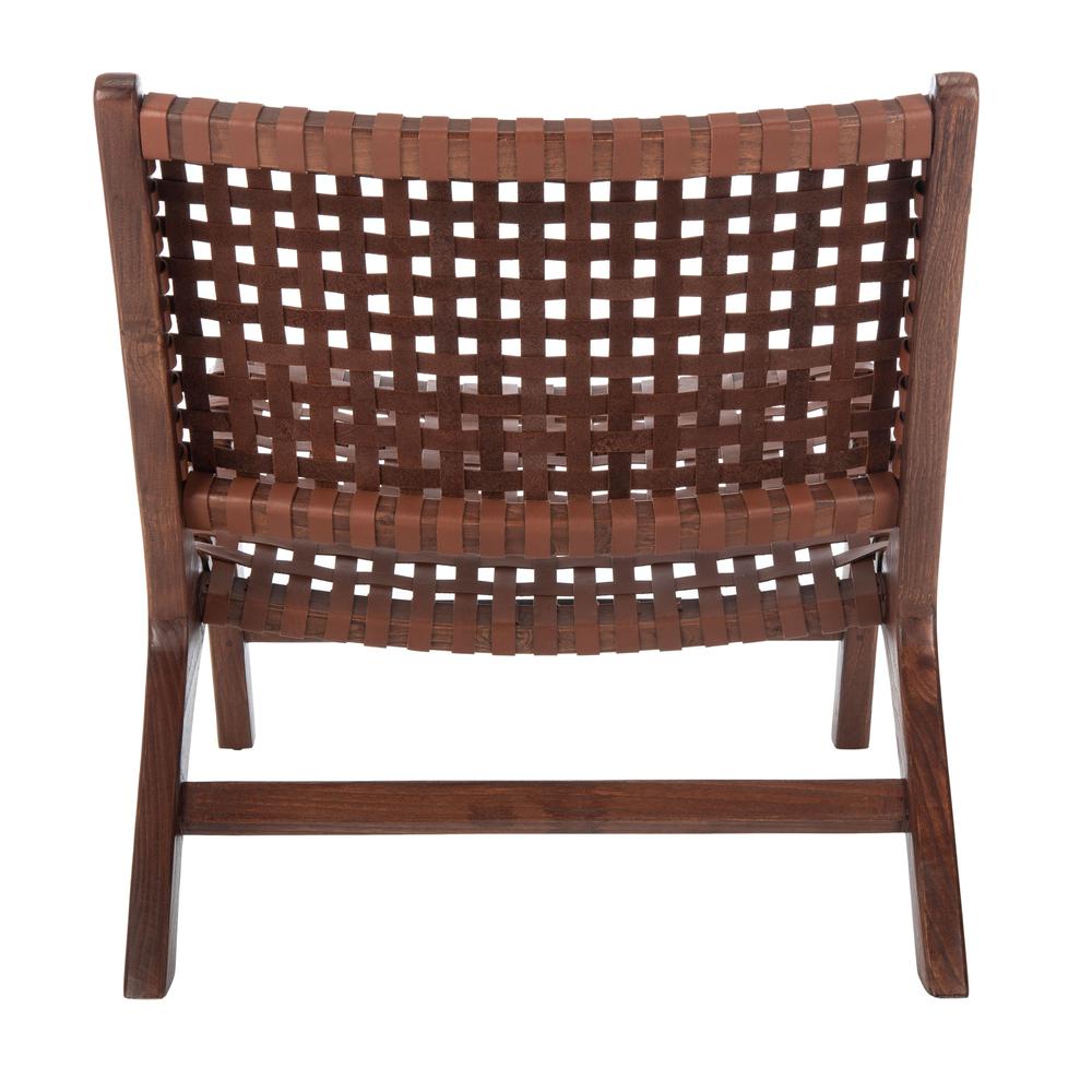 Luna Leather Woven Accent Chair, Brown/Cognac. Picture 2