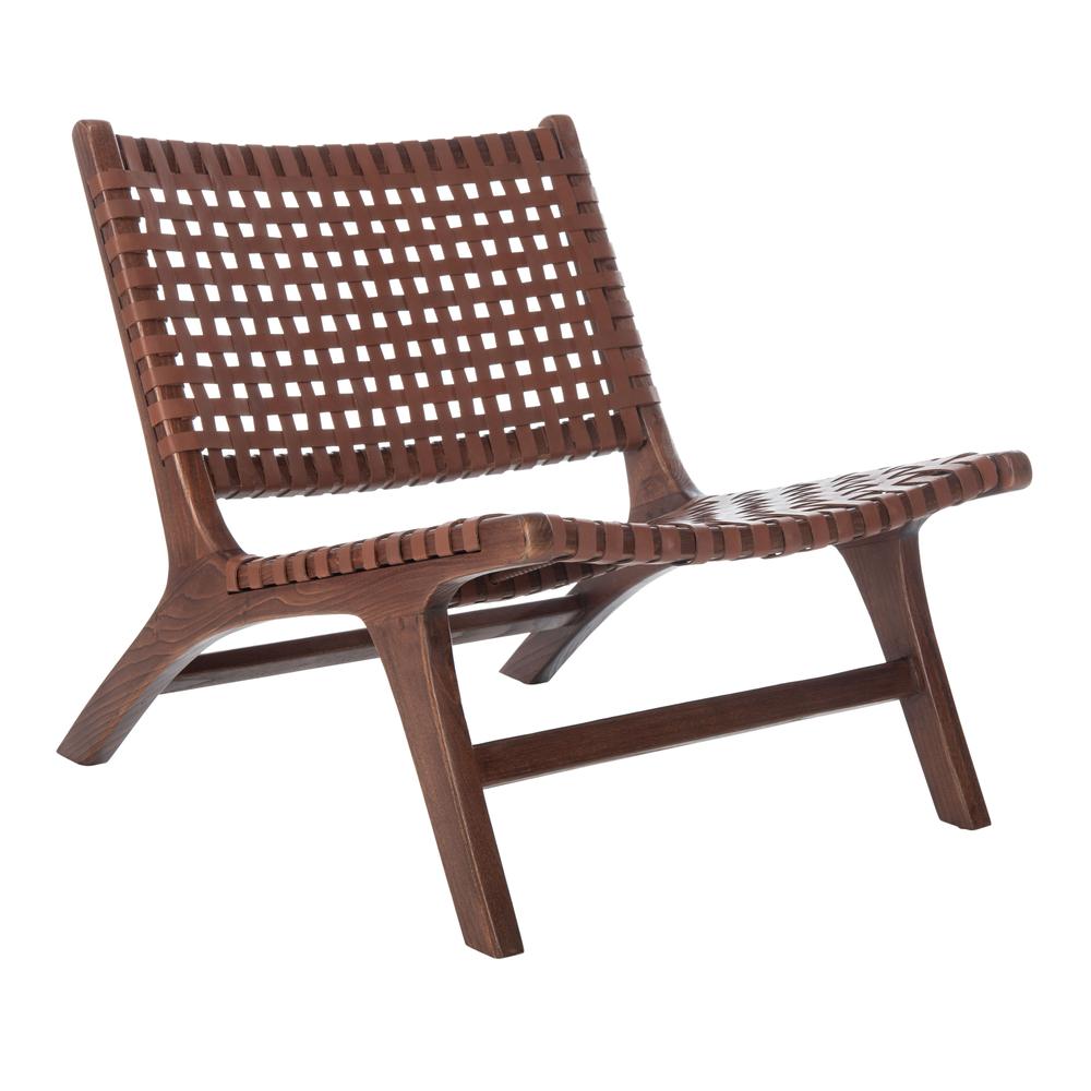 Luna Leather Woven Accent Chair, Brown/Cognac. Picture 8