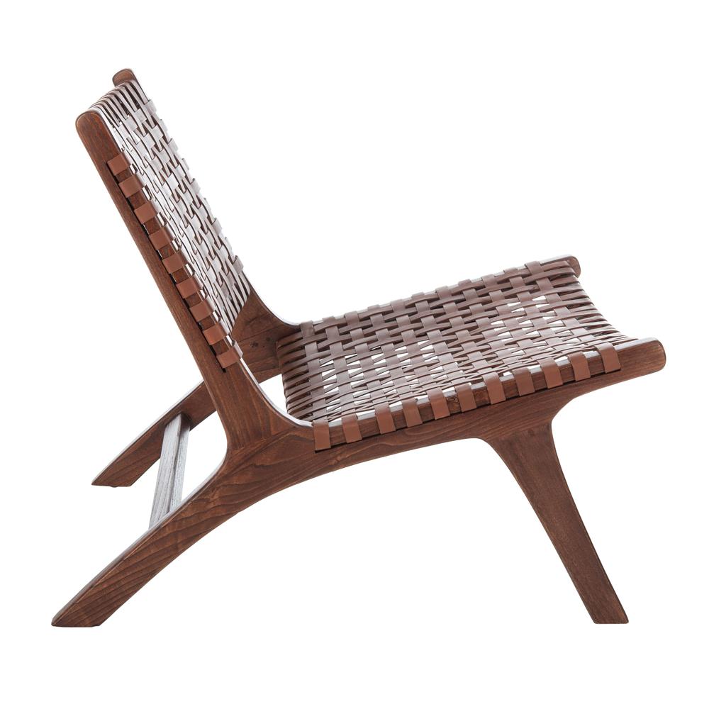 Luna Leather Woven Accent Chair, Brown/Cognac. Picture 9