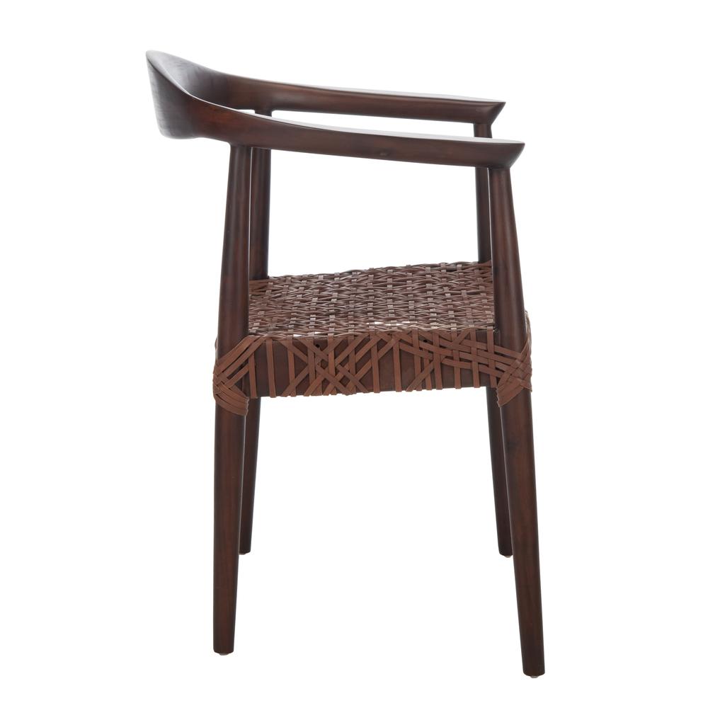 Juneau Leather Woven Accent Chair, Walnut/Brown. Picture 10