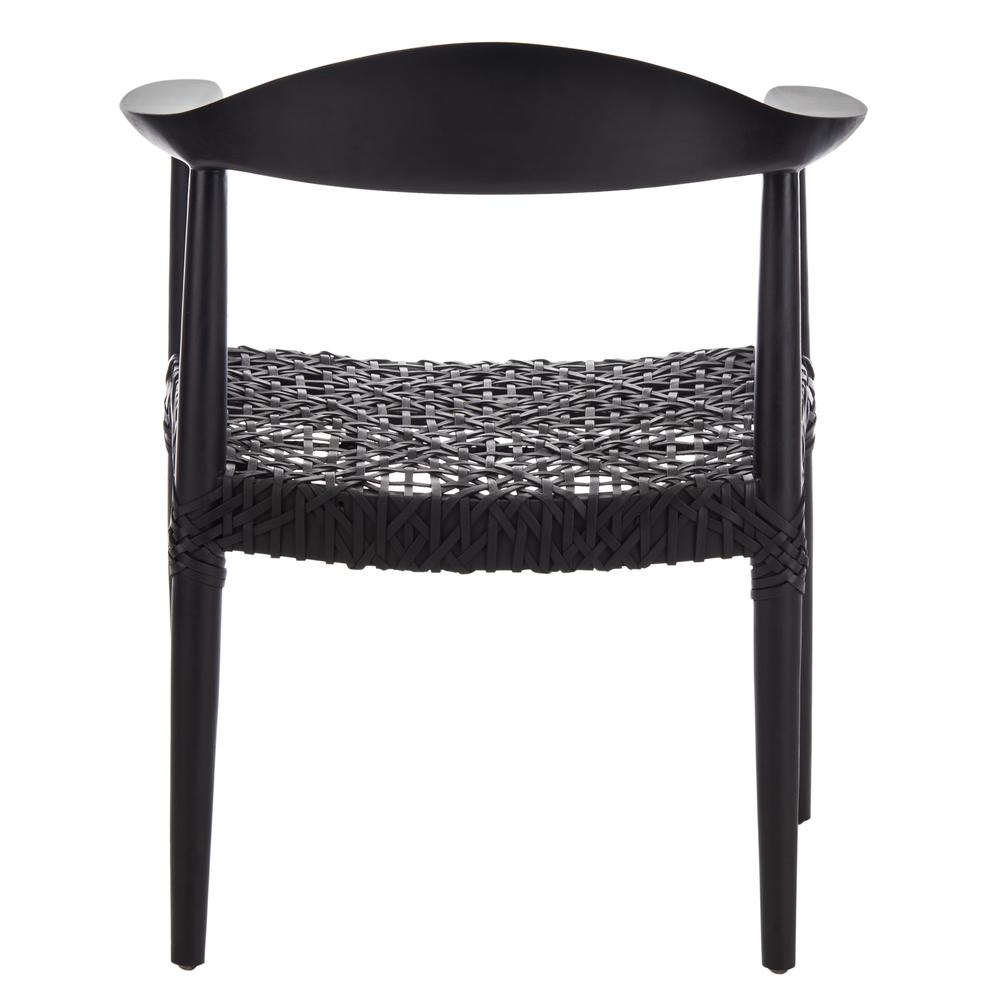 Juneau Leather Woven Accent Chair, Black. Picture 2