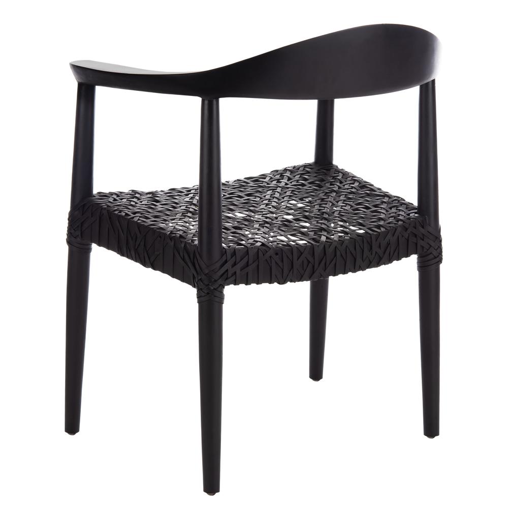 Juneau Leather Woven Accent Chair, Black. Picture 3
