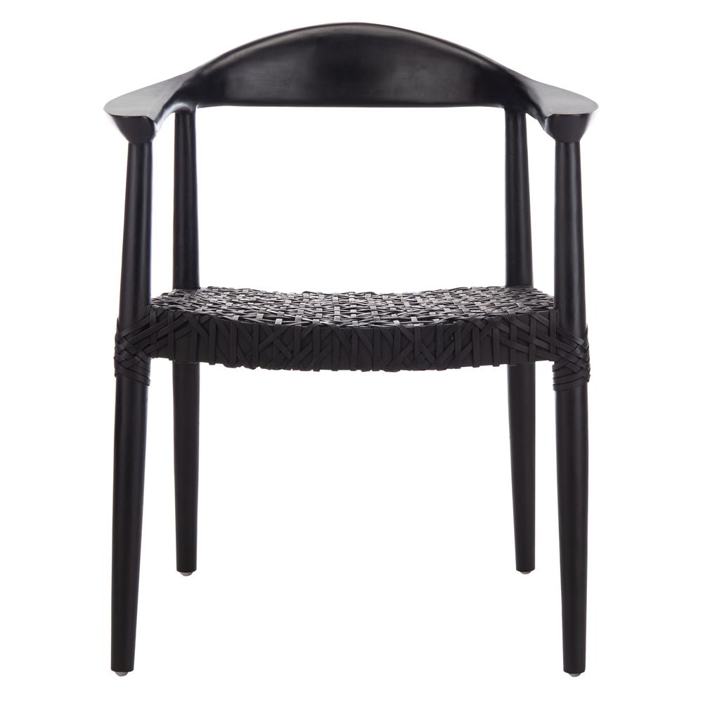 Juneau Leather Woven Accent Chair, Black. Picture 1