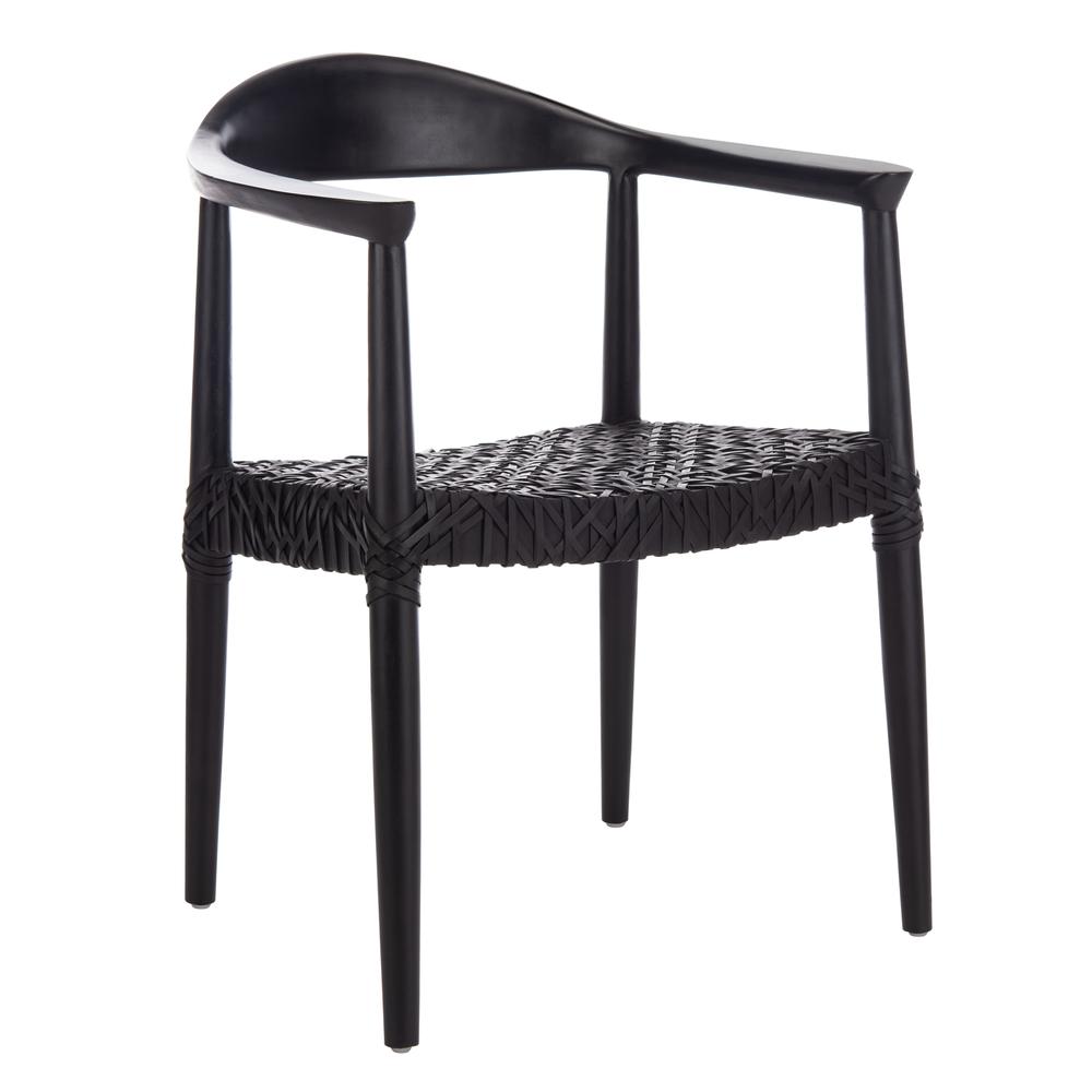 Juneau Leather Woven Accent Chair, Black. Picture 8