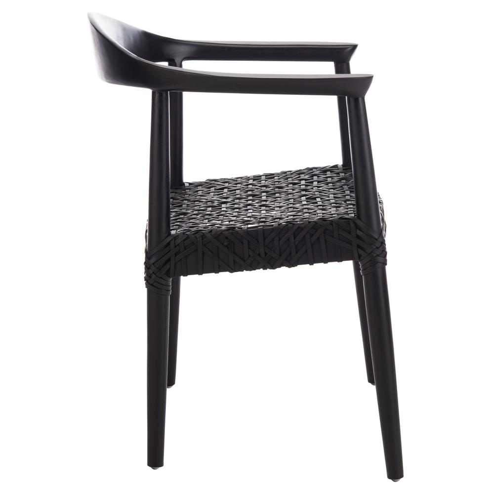 Juneau Leather Woven Accent Chair, Black. Picture 9