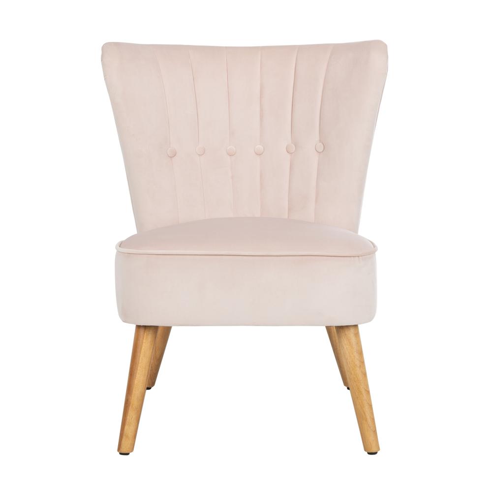 June Mid Century Accent Chair, Pale Pink/Natural. Picture 1