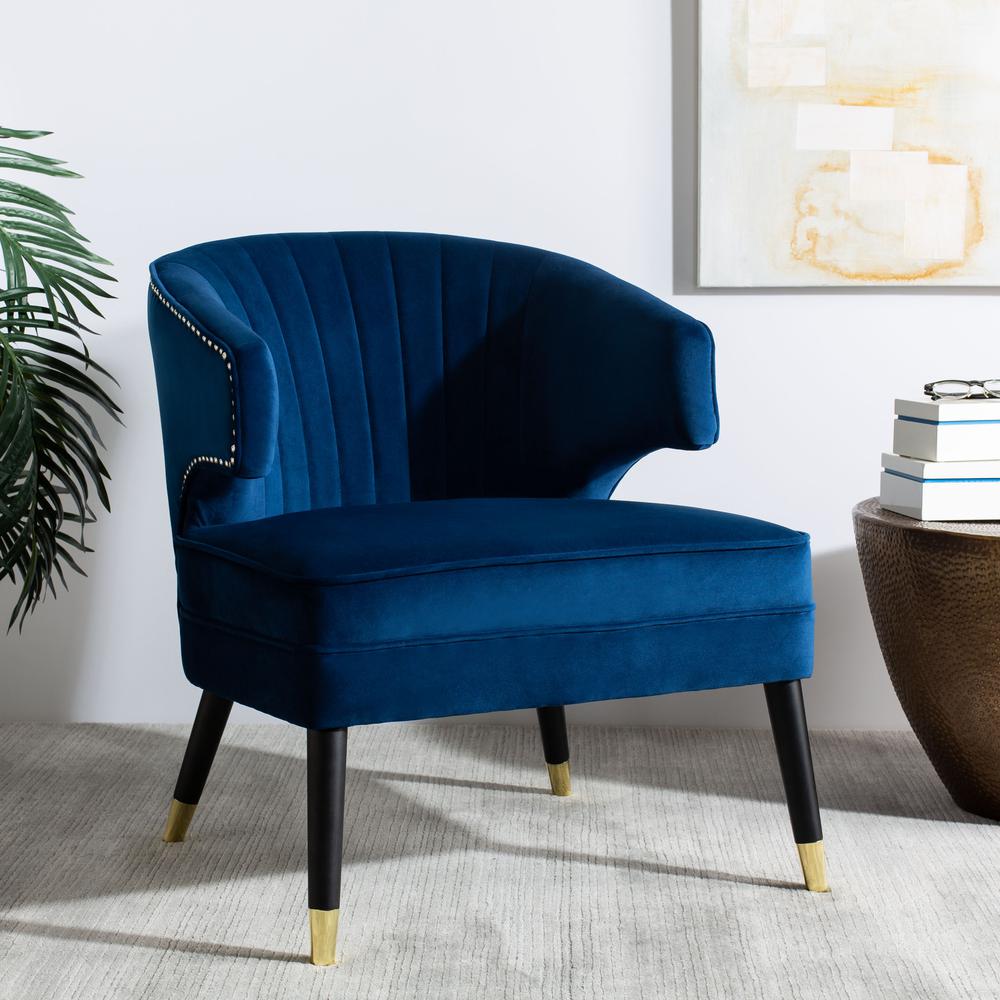 Stazia Wingback Accent Chair, Navy/Black. Picture 8