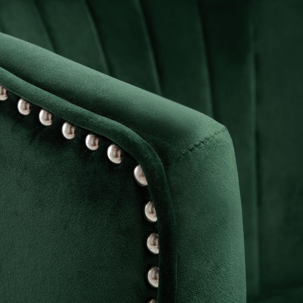 Stazia Wingback Accent Chair, Forest Green/Black. Picture 4