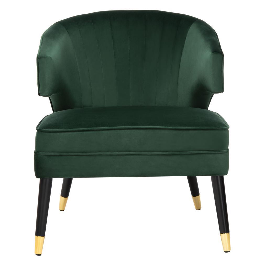 Stazia Wingback Accent Chair, Forest Green/Black. Picture 1