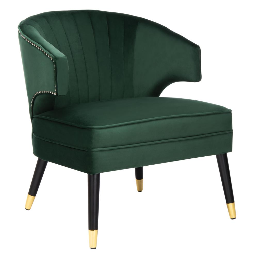 Stazia Wingback Accent Chair, Forest Green/Black. Picture 8
