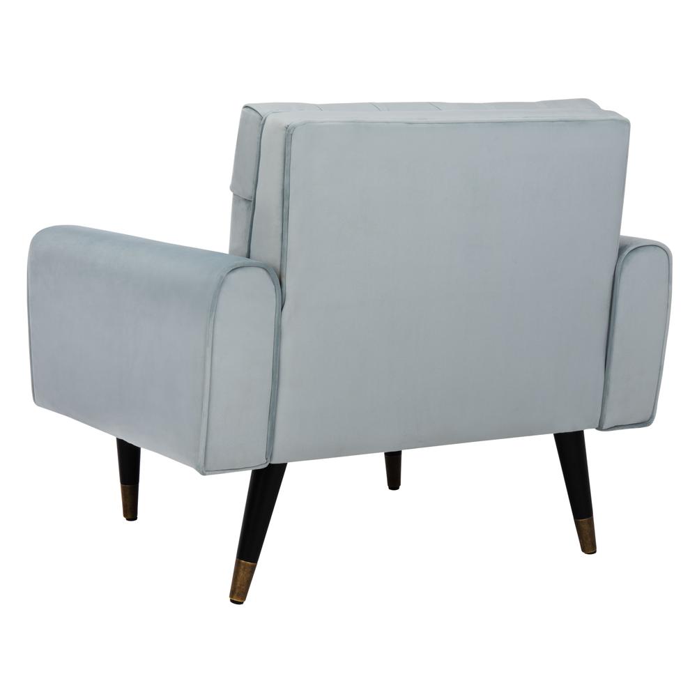 Amaris Tufted Accent Chair, Slate Blue/Black/Brass. Picture 3