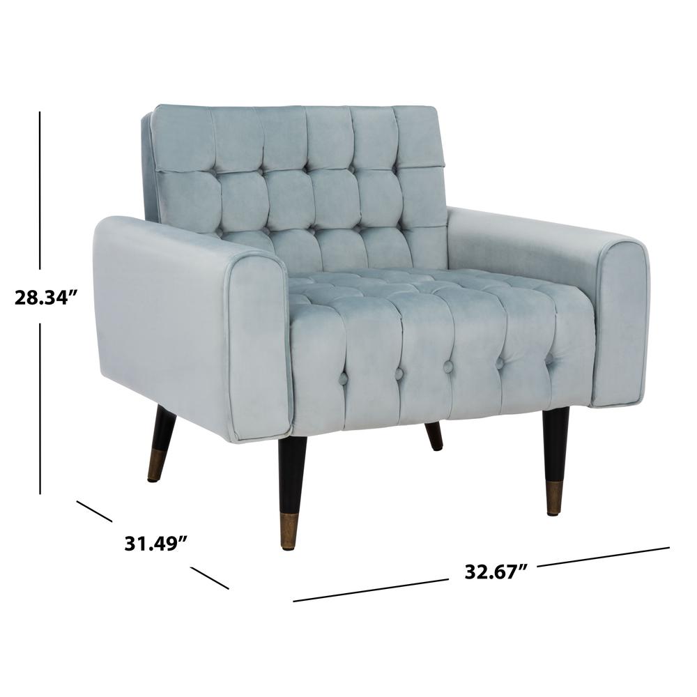 Amaris Tufted Accent Chair, Slate Blue/Black/Brass. Picture 5