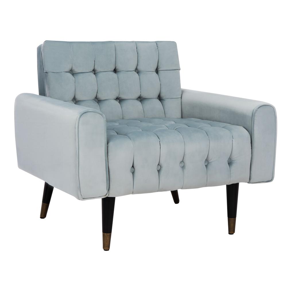 Amaris Tufted Accent Chair, Slate Blue/Black/Brass. Picture 8