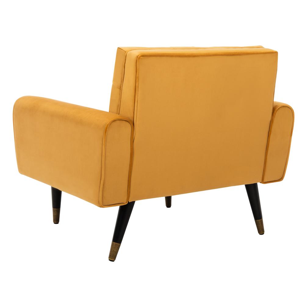 Amaris Tufted Accent Chair, Marigold/Black/Brass. Picture 3