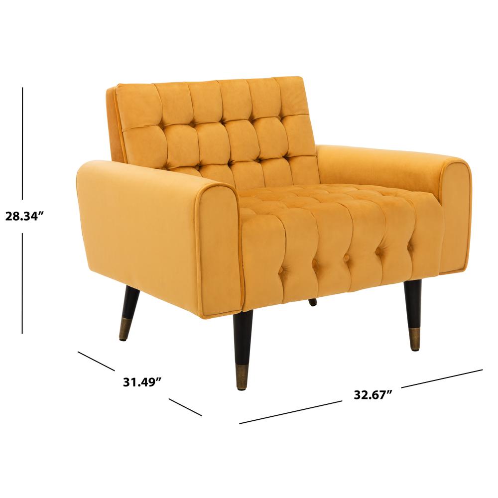 Amaris Tufted Accent Chair, Marigold/Black/Brass. Picture 5