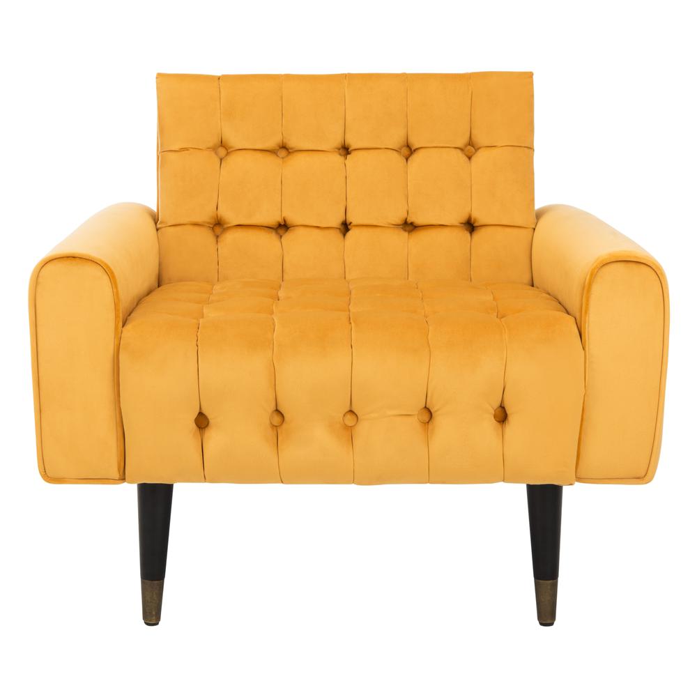 Amaris Tufted Accent Chair, Marigold/Black/Brass. Picture 1