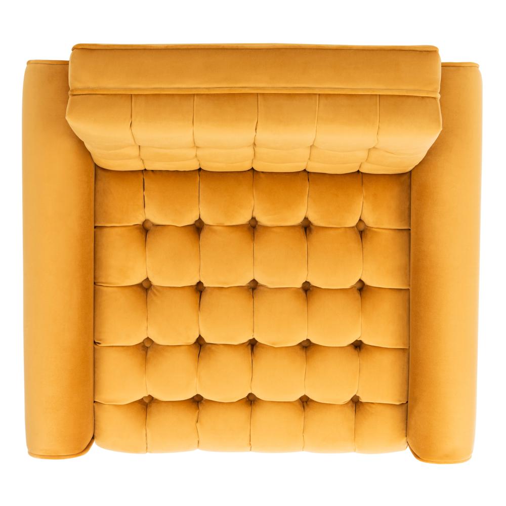 Amaris Tufted Accent Chair, Marigold/Black/Brass. Picture 10