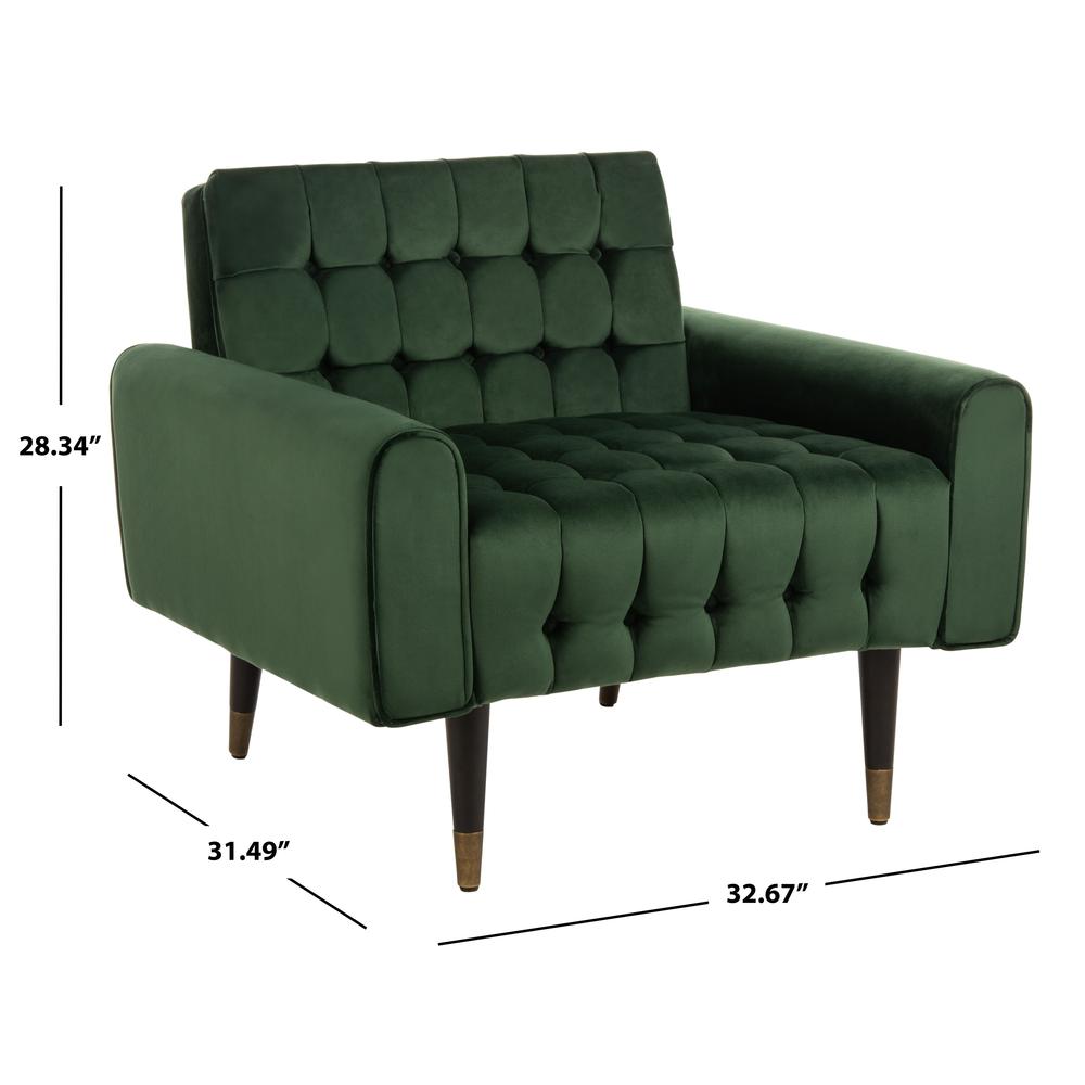 Amaris Tufted Accent Chair, Forest Green/Black/Brass. Picture 5