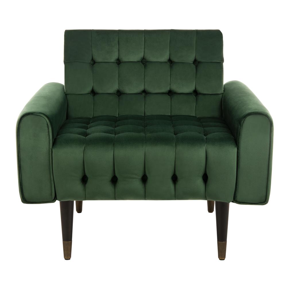 Amaris Tufted Accent Chair, Forest Green/Black/Brass. The main picture.