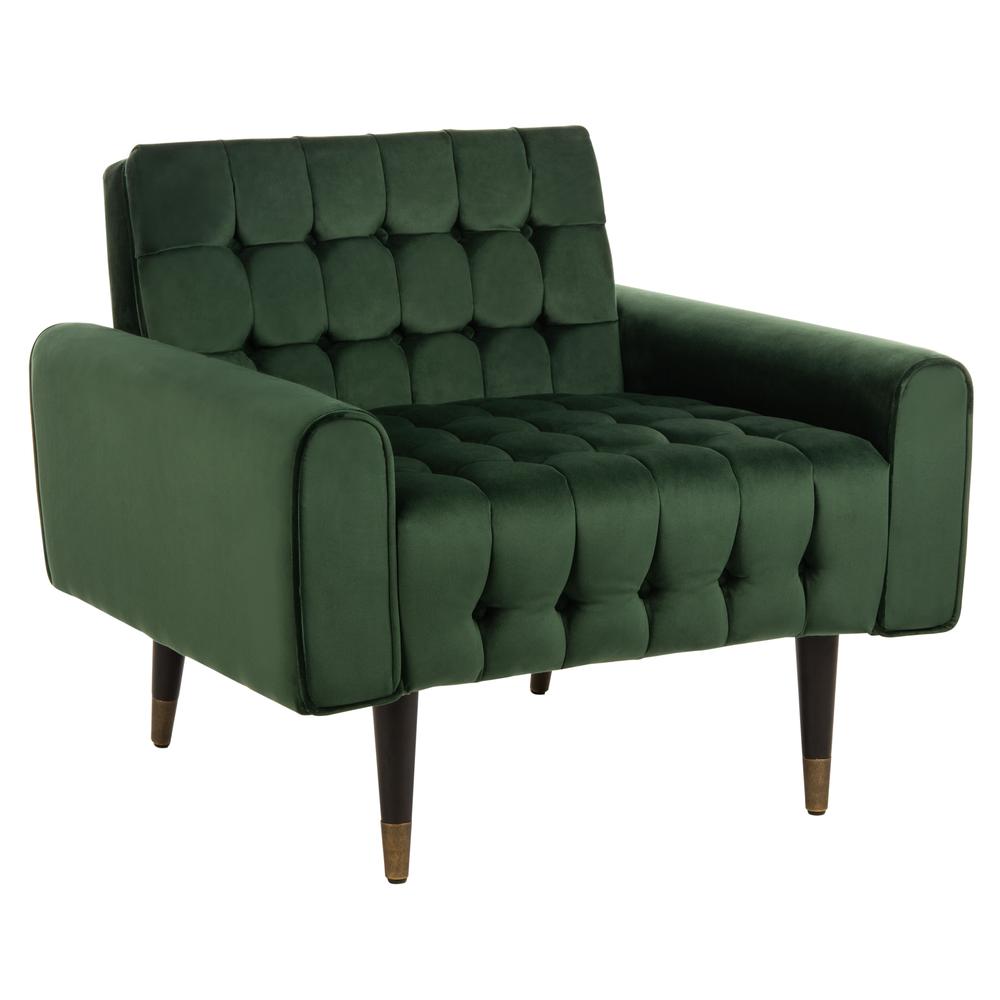 Amaris Tufted Accent Chair, Forest Green/Black/Brass. Picture 8