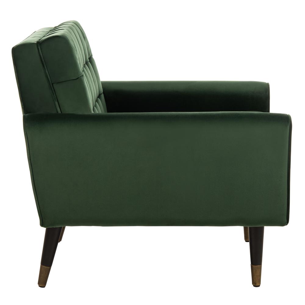 Amaris Tufted Accent Chair, Forest Green/Black/Brass. Picture 9