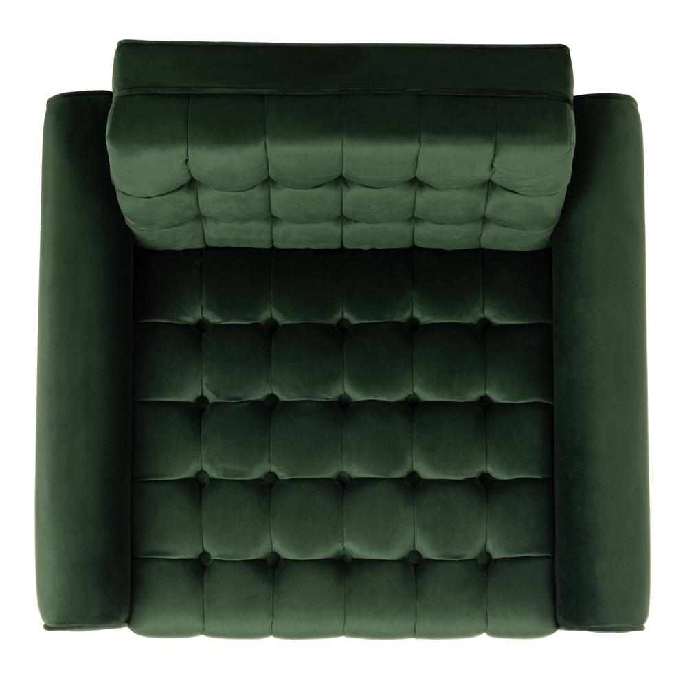 Amaris Tufted Accent Chair, Forest Green/Black/Brass. Picture 10