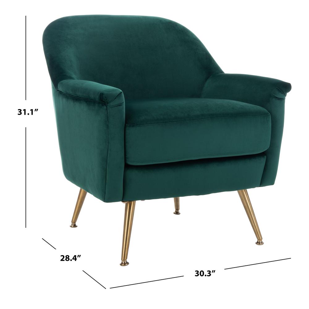 Brienne Mid Century Arm Chair, Emerald/Brass. Picture 5