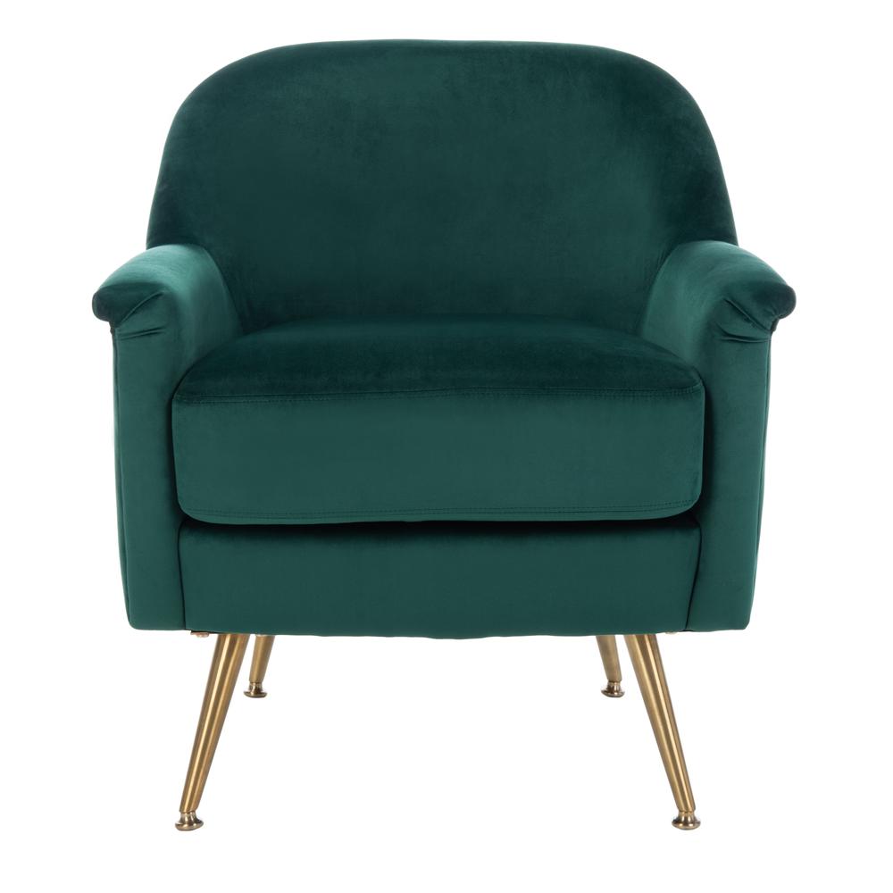Brienne Mid Century Arm Chair, Emerald/Brass. Picture 1