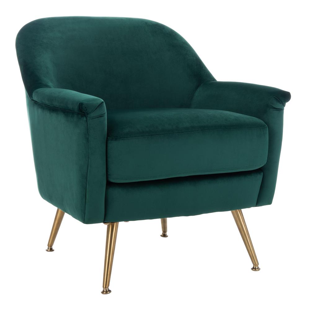 Brienne Mid Century Arm Chair, Emerald/Brass. Picture 7