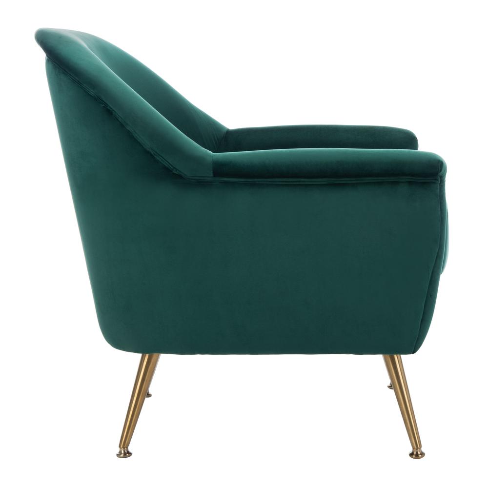 Brienne Mid Century Arm Chair, Emerald/Brass. Picture 8