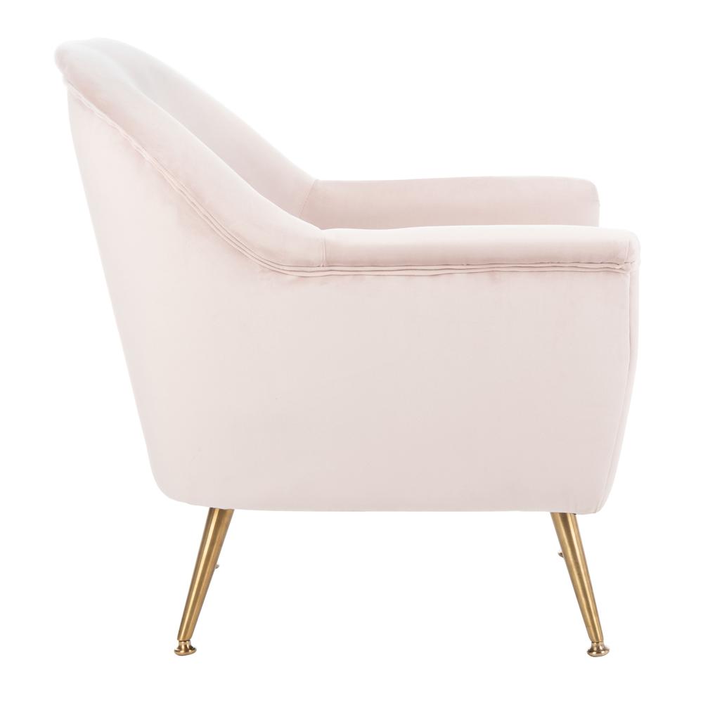 Brienne Mid Century Arm Chair, Blush Pink/Brass. Picture 9