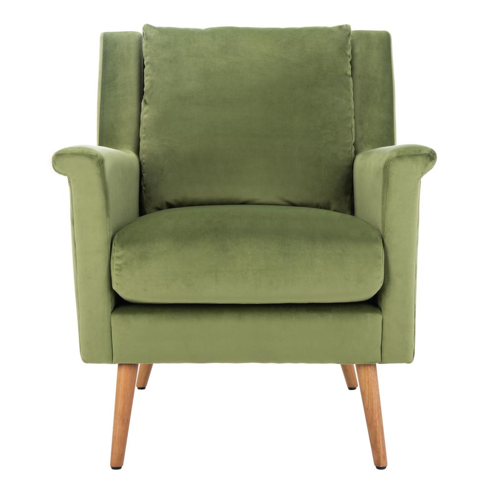 Astrid Mid Century Arm Chair, Olive/Natural. Picture 1
