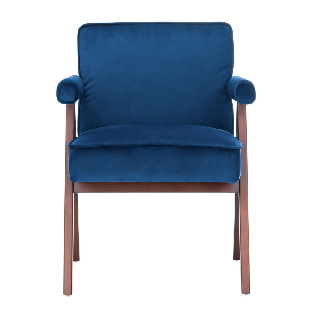 Suri Mid Century Arm Chair, Navy/Walnut. Picture 1
